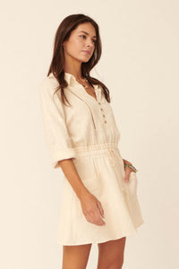 Natural Habitat Cotton Half-Button Shirt Dress - ShopPromesa