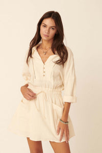 Natural Habitat Cotton Half-Button Shirt Dress - ShopPromesa