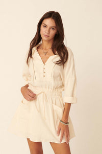 Natural Habitat Cotton Half-Button Shirt Dress - ShopPromesa