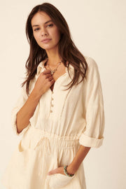 Natural Habitat Cotton Half-Button Shirt Dress - ShopPromesa