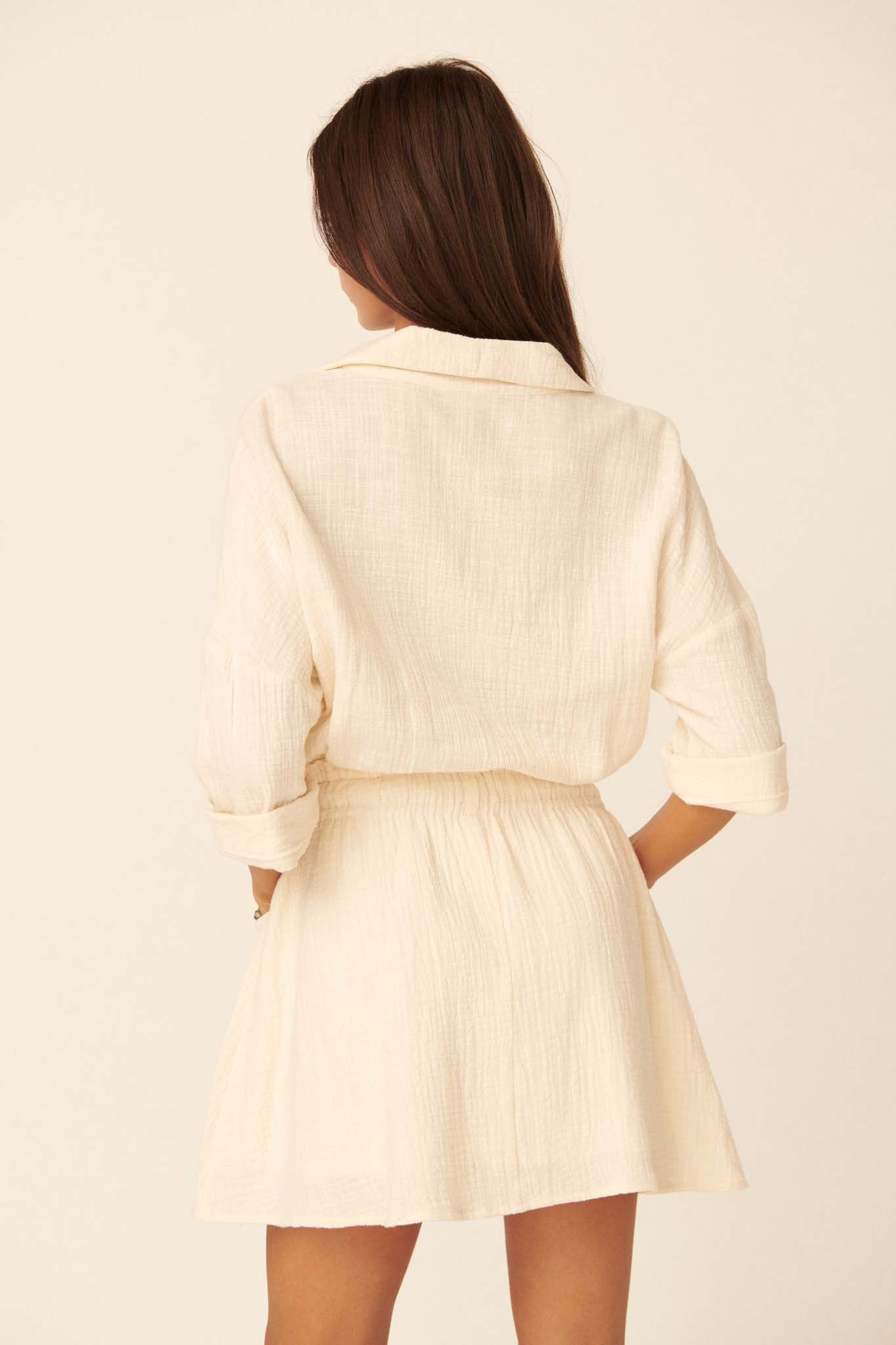 Natural Habitat Cotton Half-Button Shirt Dress - ShopPromesa