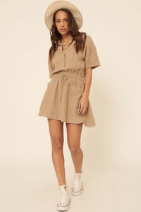 Natural Habitat Cotton Half-Button Shirt Dress - ShopPromesa