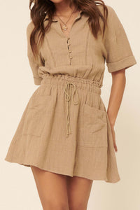 Natural Habitat Cotton Half-Button Shirt Dress - ShopPromesa