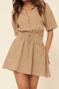 Natural Habitat Cotton Half-Button Shirt Dress - ShopPromesa