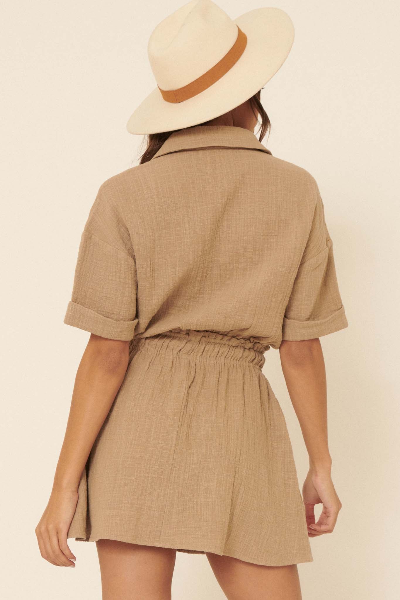 Natural Habitat Cotton Half-Button Shirt Dress - ShopPromesa