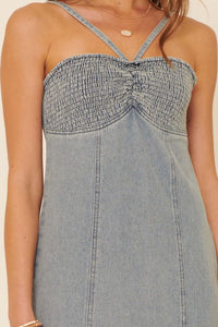 Forever in Blue Acid-Wash Denim Halter Dress - ShopPromesa