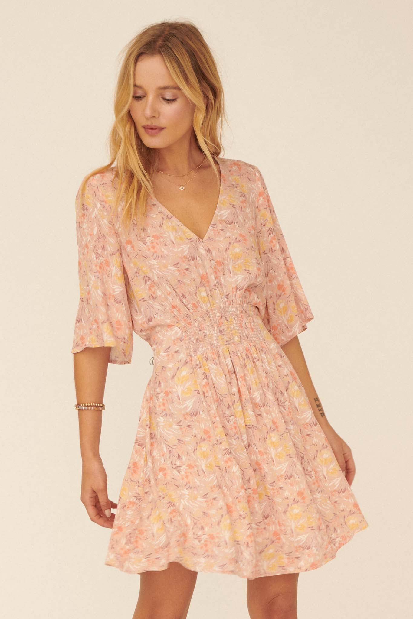 Softest Kiss Floral Half-Sleeve Mini Dress - ShopPromesa