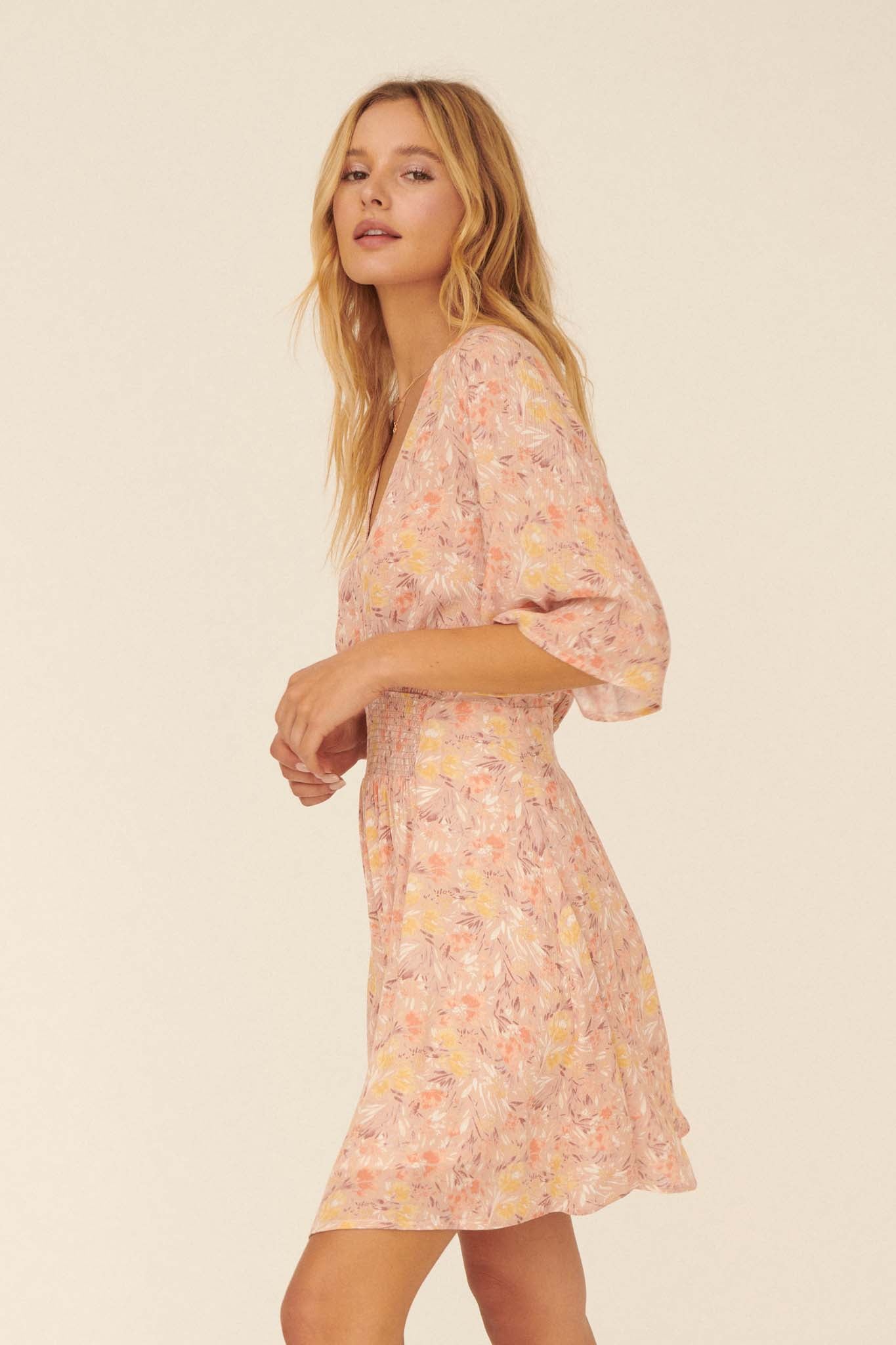 Softest Kiss Floral Half-Sleeve Mini Dress - ShopPromesa