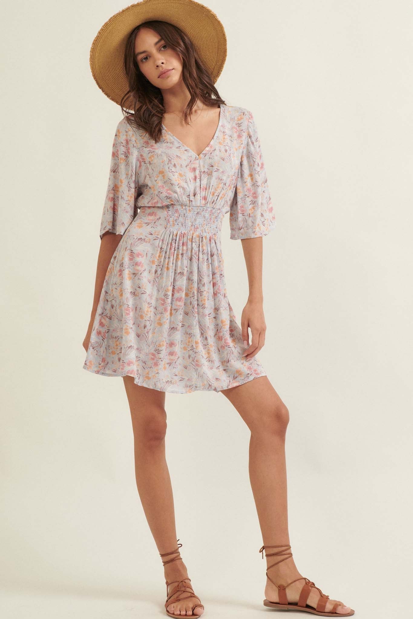 Softest Kiss Floral Half-Sleeve Mini Dress - ShopPromesa