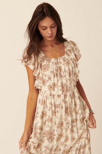 Sepia Memories Ruffled Floral Prairie Dress - ShopPromesa