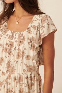 Sepia Memories Ruffled Floral Prairie Dress - ShopPromesa