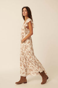 Sepia Memories Ruffled Floral Prairie Dress - ShopPromesa