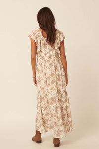 Sepia Memories Ruffled Floral Prairie Dress - ShopPromesa