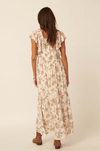 Sepia Memories Ruffled Floral Prairie Dress - ShopPromesa