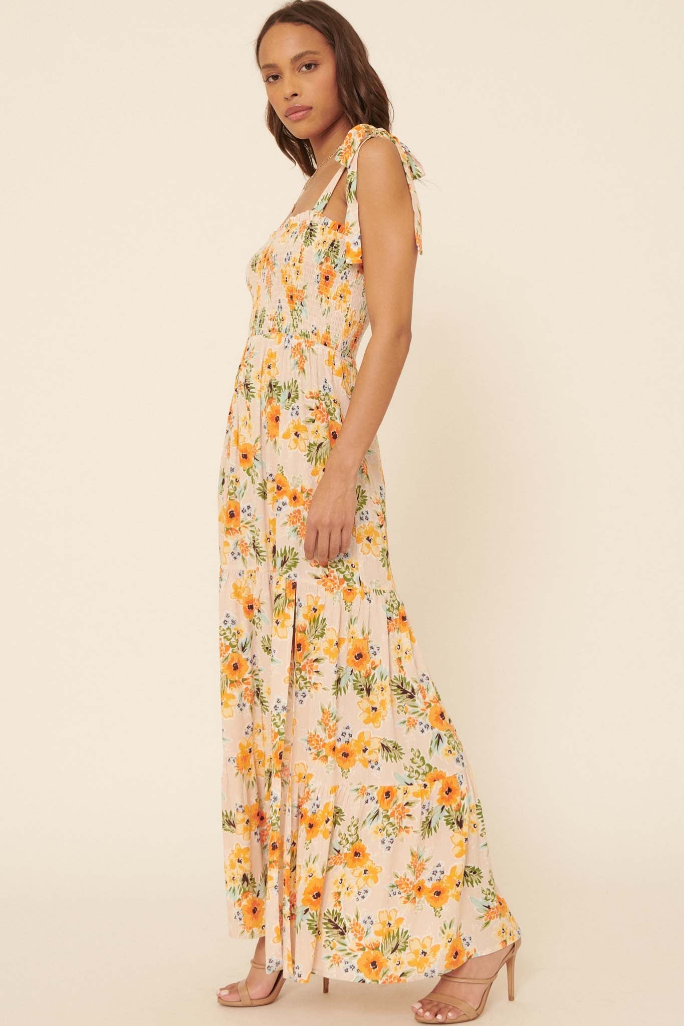 Tropical Treat Smocked Floral Maxi Dress - ShopPromesa