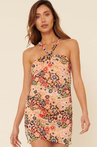 Fresh Nectar Ruched Floral Halter Mini Dress - ShopPromesa