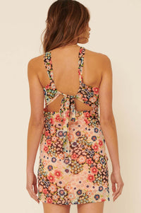 Fresh Nectar Ruched Floral Halter Mini Dress - ShopPromesa