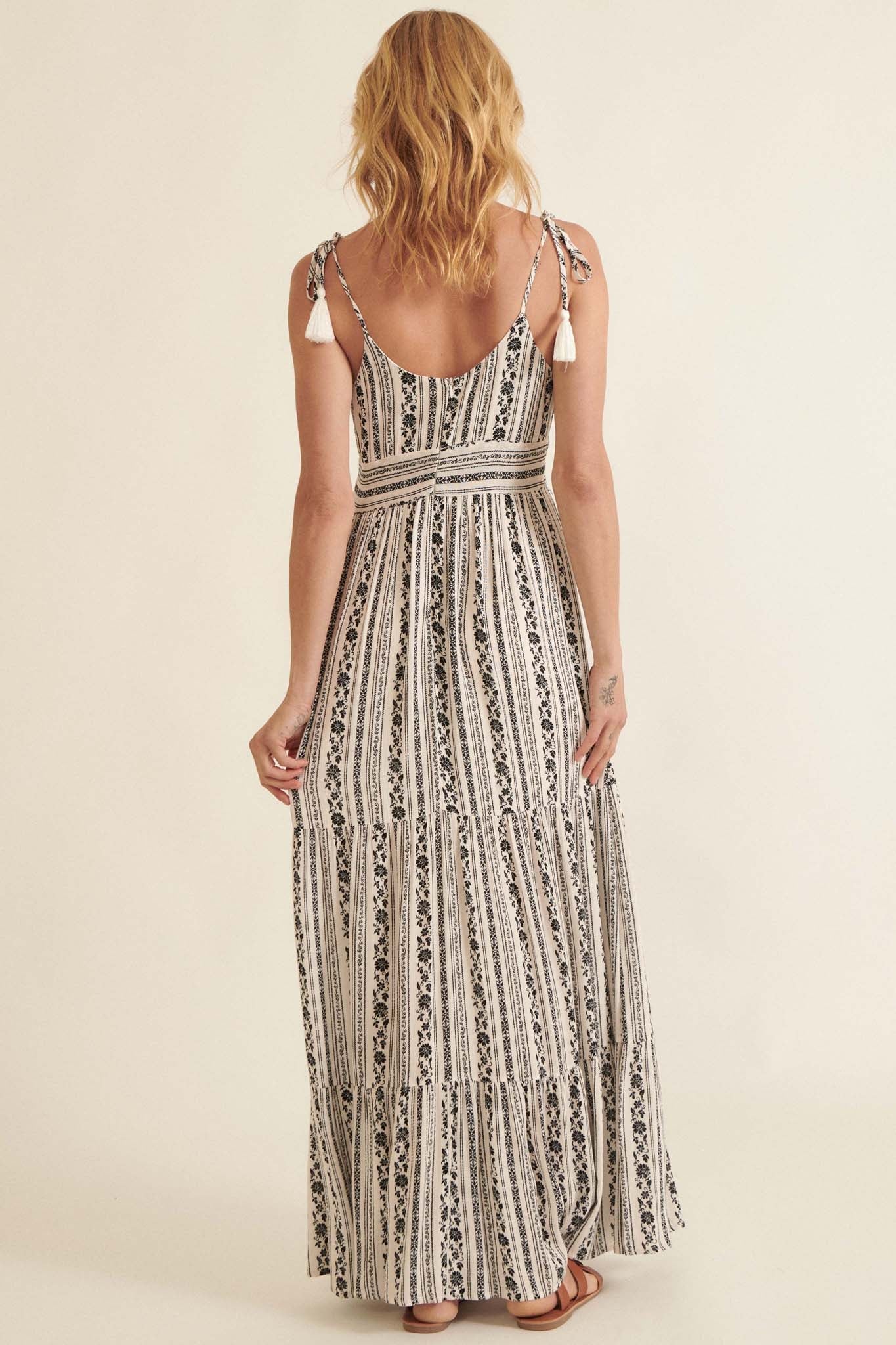 Wonderful Day Floral-Stripe Tiered Maxi Dress - ShopPromesa