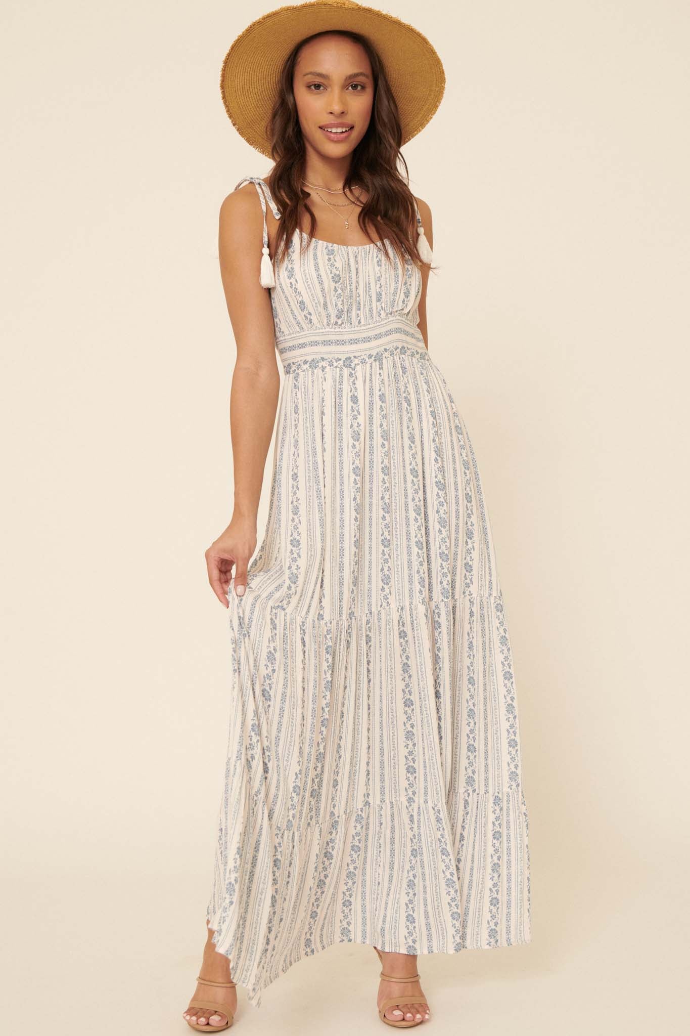 Wonderful Day Floral-Stripe Tiered Maxi Dress - ShopPromesa