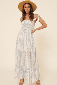 Wonderful Day Floral-Stripe Tiered Maxi Dress - ShopPromesa