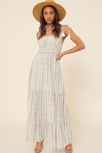 Wonderful Day Floral-Stripe Tiered Maxi Dress - ShopPromesa