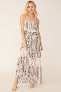 Windsong Strapless Floral and Lace Maxi Dress - ShopPromesa