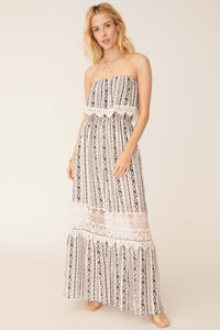 Windsong Strapless Floral and Lace Maxi Dress - ShopPromesa