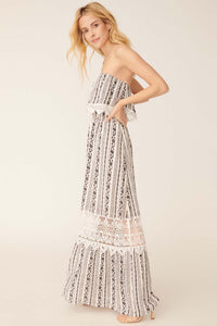 Windsong Strapless Floral and Lace Maxi Dress - ShopPromesa