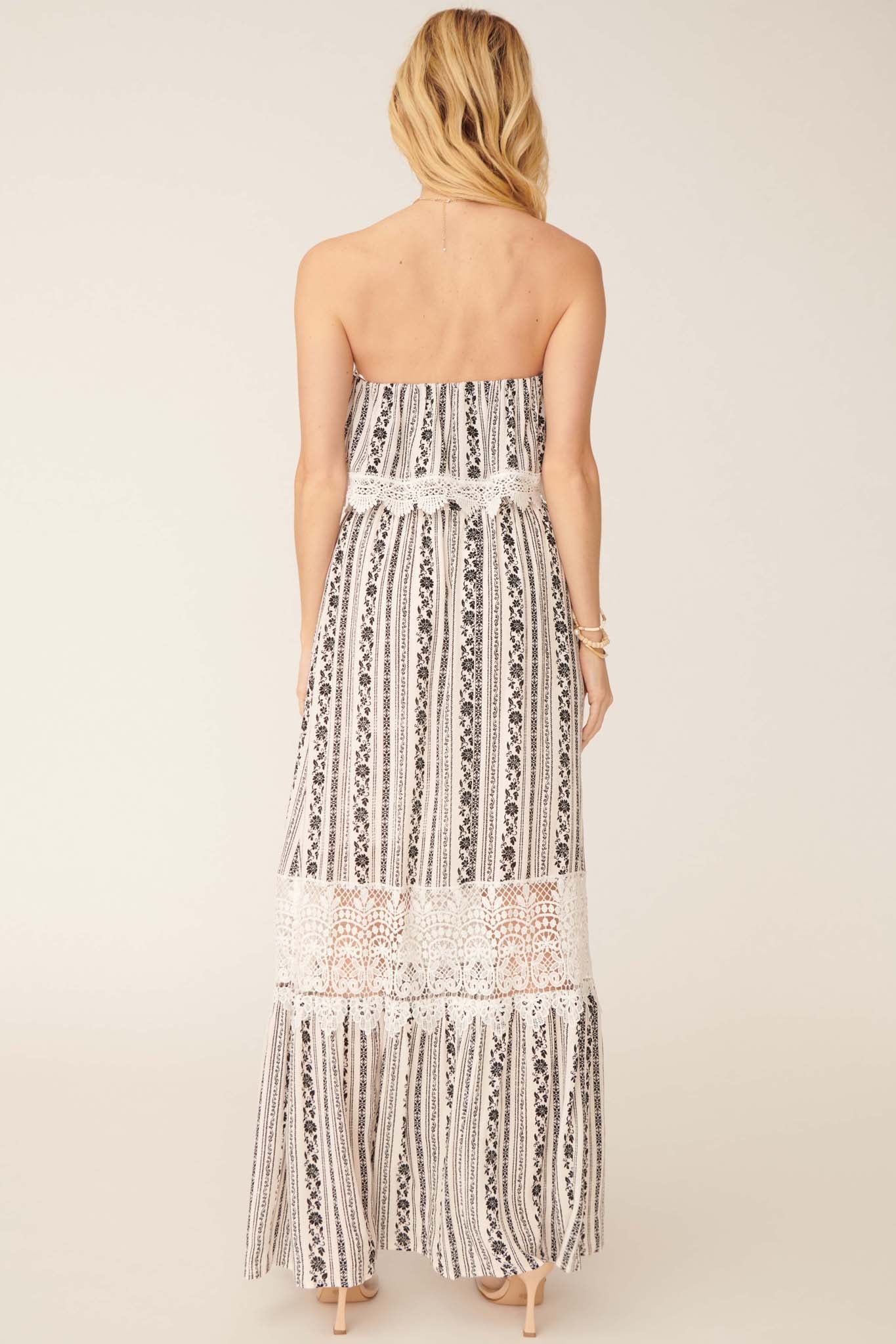 Windsong Strapless Floral and Lace Maxi Dress - ShopPromesa