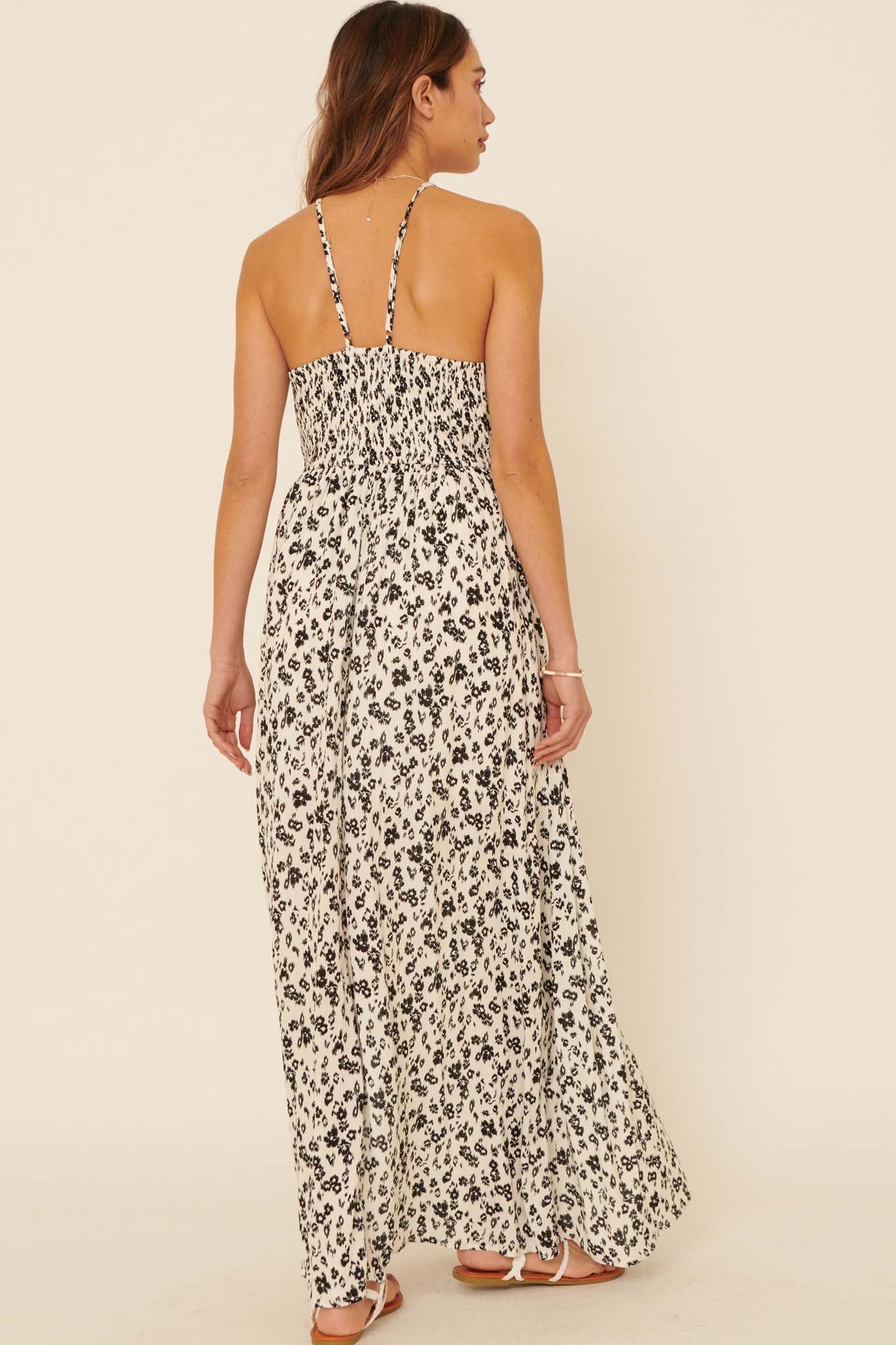 New Life Floral Cutout Halter Maxi Dress - ShopPromesa