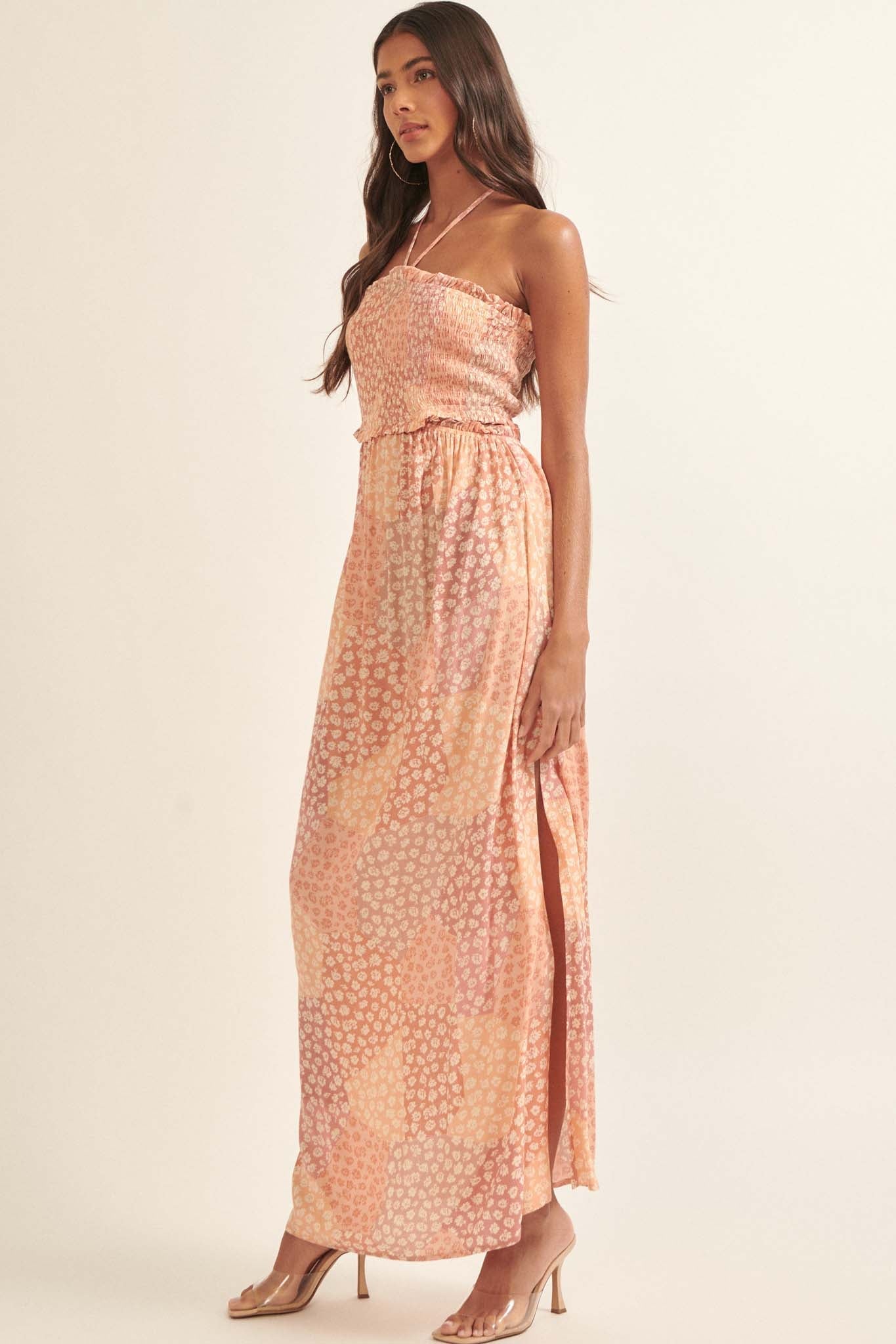 Soft Light Floral Patchwork-Print Maxi Dress - ShopPromesa