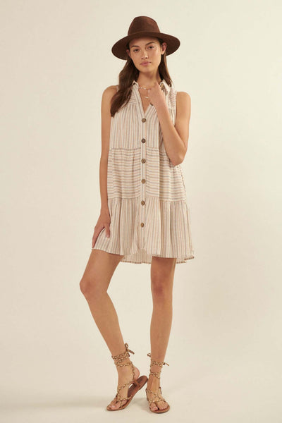 Vacay Vibes Striped Babydoll Shirt Dress - ShopPromesa