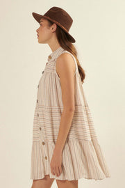 Vacay Vibes Striped Babydoll Shirt Dress - ShopPromesa