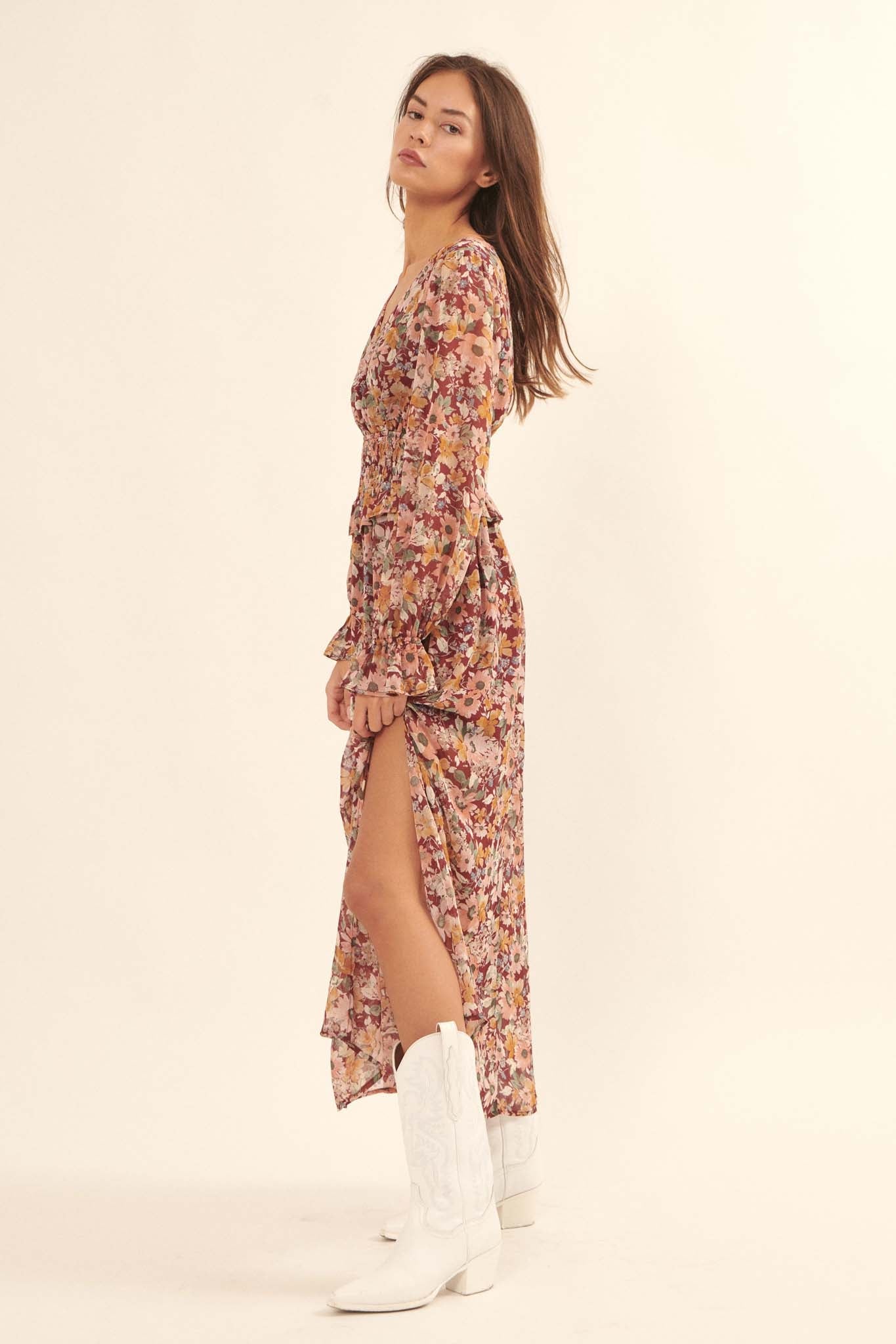 Halcyon Days Floral Chiffon Maxi Dress - ShopPromesa