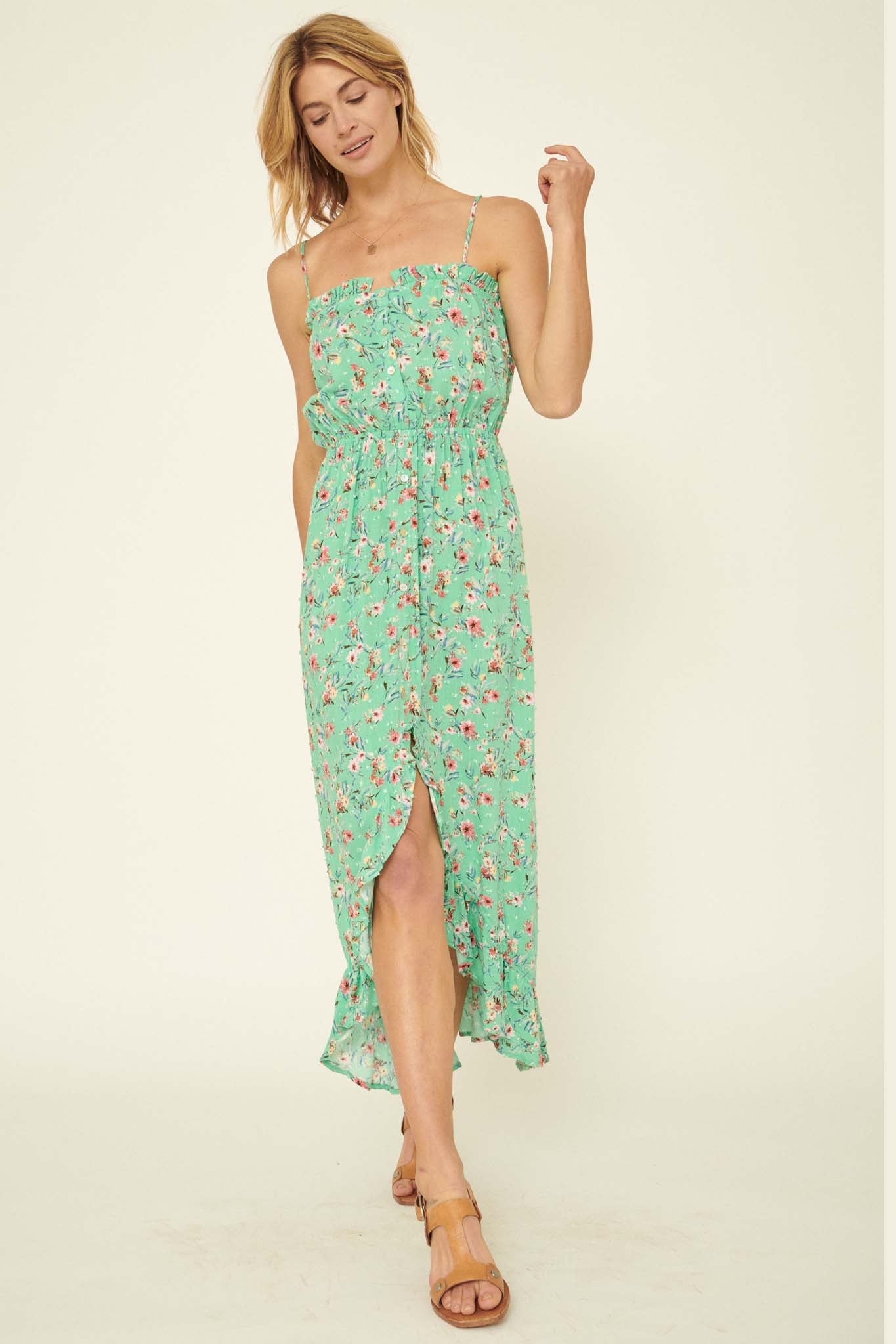 Playful Petals Ruffled Floral Maxi Sundress - ShopPromesa