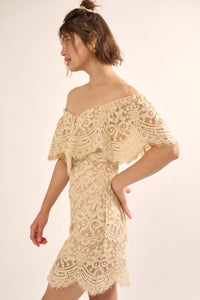 Precious Kiss Off-Shoulder Lace Mini Dress - ShopPromesa