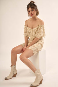 Precious Kiss Off-Shoulder Lace Mini Dress - ShopPromesa