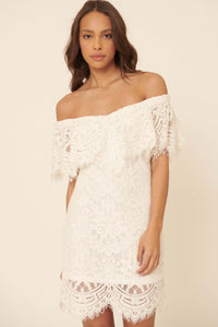 Precious Kiss Off-Shoulder Lace Mini Dress - ShopPromesa