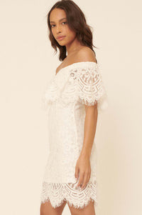 Precious Kiss Off-Shoulder Lace Mini Dress - ShopPromesa