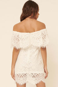 Precious Kiss Off-Shoulder Lace Mini Dress - ShopPromesa