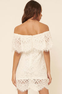 Precious Kiss Off-Shoulder Lace Mini Dress - ShopPromesa