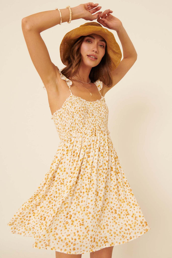 Fresh Winds Smocked Floral Mini Sundress - ShopPromesa