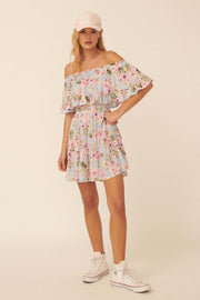 Hot Tropics Off-Shoulder Floral Mini Dress - ShopPromesa