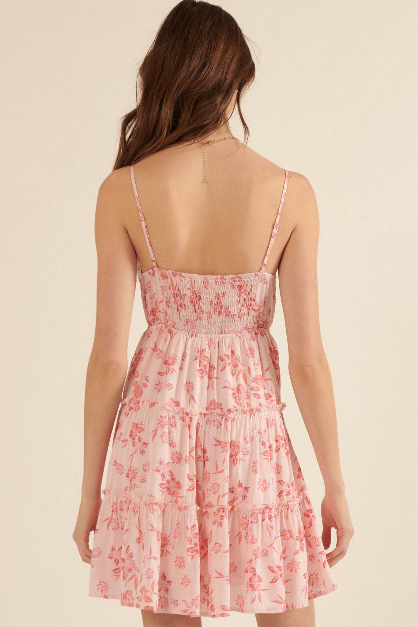 Soft Sunrise Ruffled Floral Mini Sundress - ShopPromesa