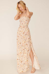 Flower Bomb Floral-Print Smocked Halter Maxi Dress - ShopPromesa