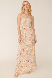 Flower Bomb Floral-Print Smocked Halter Maxi Dress - ShopPromesa