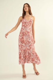 Vibrant Blossoms Floral Tie-Front Maxi Sundress - ShopPromesa
