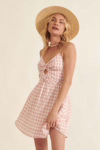 Sunshine Smile Gingham Cutout Mini Sundress - ShopPromesa