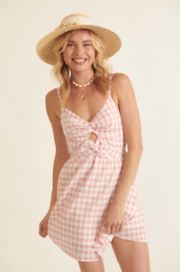 Sunshine Smile Gingham Cutout Mini Sundress - ShopPromesa