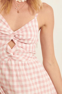 Sunshine Smile Gingham Cutout Mini Sundress - ShopPromesa